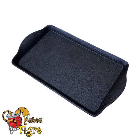 Aluminio bandeja negra con asa